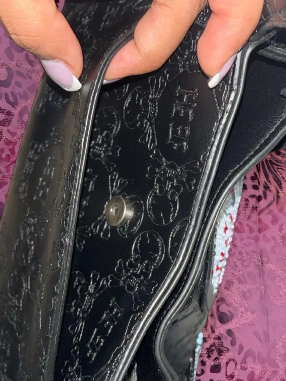 Ed Hardy Black Satchel with Embroidered Skull Heart Patch